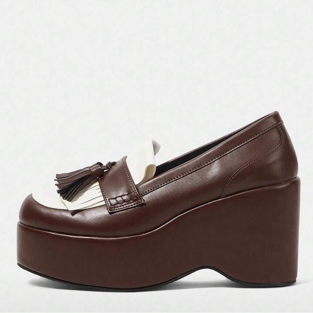 Sugarpunk Brown and Cream Platform Loafers